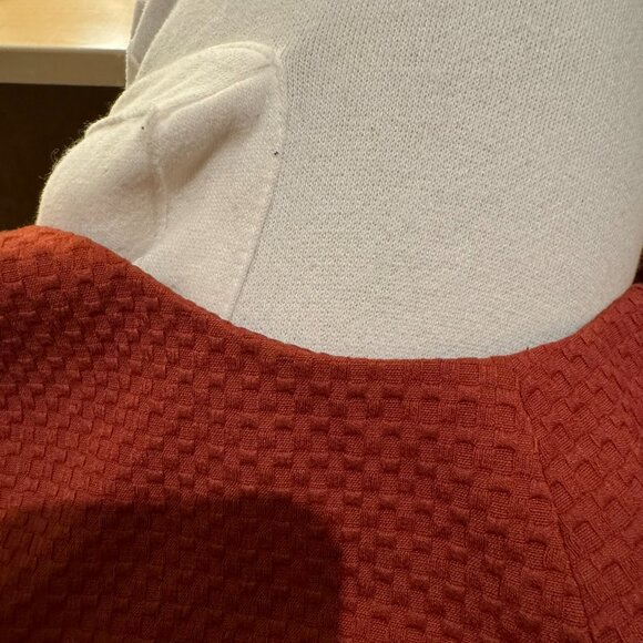 F21 Burnt Orange-Red Sleeveless Houndstooth Dress with Cross Back Detail - Picture 7 of 7